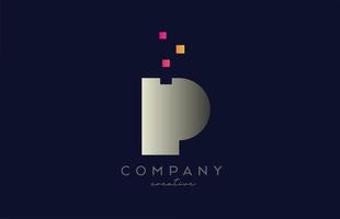 p gris rose jaune lettre alphabet logo icône design. modèle créatif pour les entreprises et les entreprises vecteur