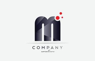 m icône de logo de lettre d'alphabet avec la couleur grise et le point rouge. conception adaptée à une entreprise ou une entreprise vecteur