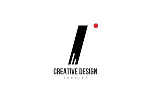 point rouge i icône du logo de la lettre de l'alphabet. modèle créatif noir et blanc pour une entreprise ou une entreprise vecteur