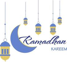 arrière-plan ramadan kareem lune et lanterne. vecteur