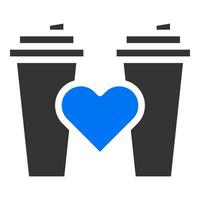 tasse solide bleu gris saint valentin illustration vecteur et logo icône nouvel an icône parfaite.