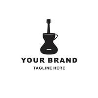 logo de guitare et tasse à café adaptés au logo du restaurant et du café musical vecteur