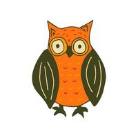 illustration de doodle coloré hibou mignon. vecteur d'oiseau forestier