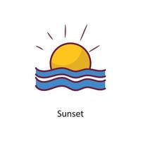 illustration de conception d'icône de contour rempli de vecteur de coucher de soleil. symbole de vacances sur fond blanc fichier eps 10