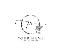 monogramme de beauté pi initial et création de logo élégante, logo manuscrit de la signature initiale, mariage, mode, floral et botanique avec modèle créatif. vecteur