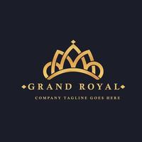 couronne logo royal luxueux pour bijoux, mariage, hôtel ou mode vecteur