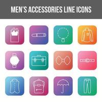 ensemble d'icônes de ligne vectorielle d'accessoires pour hommes uniques vecteur