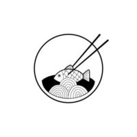 logo de cuisine asiatique blanc isolé vecteur