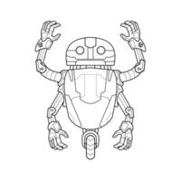 illustration dans un dessin animé pages à colorier robot mignon android pour les enfants d'âge préscolaire vecteur