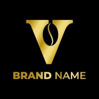 création de logo de café lettre initiale v avec un style ludique vecteur