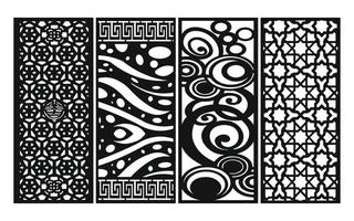 motifs noirs sur fond blanc, vecteurs islamiques avec panneaux floraux pour découpe laser cnc vecteur