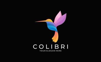 beau oiseau colibri colibri coloré logo design modèle vectoriel
