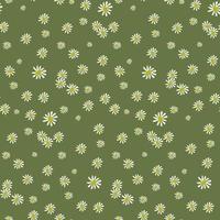 un motif de champ de fleurs de marguerite sur un fond de vecteur vert. joli motif floral. emballage cadeau. impression sur papier et textile.