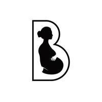 lettre b beauté femme enceinte création de logo vecteur