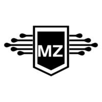 mz lettre logo design.mz créatif initial lettre mz logo design. concept de logo de lettre initiales créatives mz. vecteur