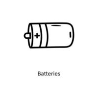 illustration de conception d'icône de contour vectoriel de batteries. symbole de jeu sur fond blanc fichier eps 10