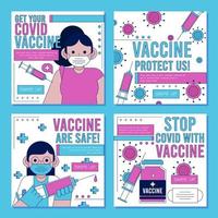 modèle de médias sociaux de vaccination covid 19 vecteur