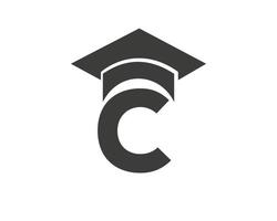 logo de l'éducation avec le concept de chapeau de lettre c vecteur