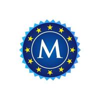 lettre m badge vintage modèle de logo vectoriel rétro badges, étiquettes, emblèmes, marques et design