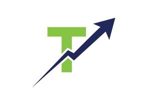 logotype d'entreprise logo financier lettre t avec modèle de flèche de croissance vecteur