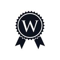 insigne de médaille certifié gagnant sur le modèle de logo w. signe d'insigne de best-seller vecteur
