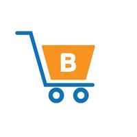 caddie chariot lettre b. modèle de concept de logo initial en ligne et shopping vecteur