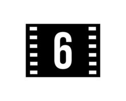 logo de film de mouvement sur la lettre 6. signe de film de film, logo de production de film vecteur