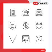9 contours universels définis pour les applications web et mobiles filtre de tube à essai de vente au détail test argent éléments de conception vectoriels modifiables vecteur