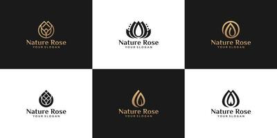 collection de logos, roses naturelles pour les femmes de beauté, de spa, de yoga et de salon de beauté vecteur