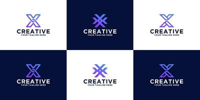 ensemble de conceptions de lettre initiale x de conception de logo pour les entreprises commerciales et technologiques vecteur