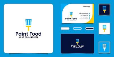 logo pinceau et spatule, logo de peinture alimentaire et inspiration de carte de visite vecteur