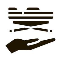 civière sur main icône vecteur glyphe illustration
