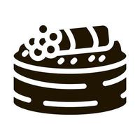 rouleau de sushi avec illustration de glyphe vectoriel icône caviar