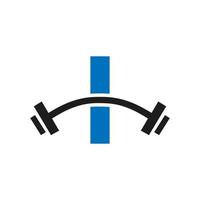 lettre i création de logo de salle de fitness fitness. logo de l'exercice du club de remise en forme vecteur