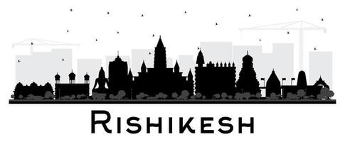 rishikesh inde silhouette d'horizon de la ville avec des bâtiments noirs isolés sur blanc. vecteur