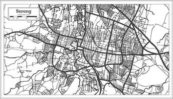 plan de la ville de serang indonésie en noir et blanc. carte muette. vecteur