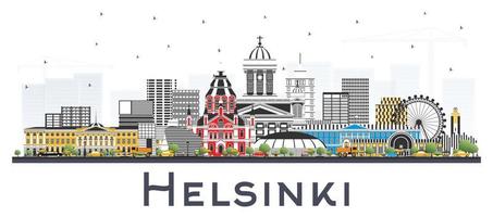 helsinki finlande toits de la ville avec des bâtiments de couleur isolés sur blanc. vecteur