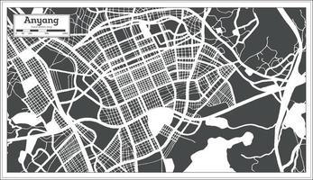 carte de la ville d'anyang en corée du sud dans un style rétro. carte muette. vecteur