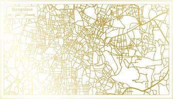 plan de la ville de bangalore inde dans un style rétro de couleur dorée. carte muette. vecteur