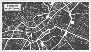 plan de la ville de bergame italie en noir et blanc dans un style rétro. carte muette. vecteur