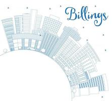 Décrire les toits de la ville de Billings Montana avec des bâtiments bleus et un espace de copie. vecteur