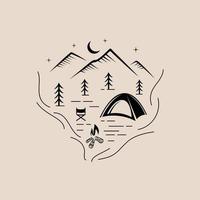 vecteur de conception vintage de camp, inspiration de logo d'aventure, conception de logo de forêt