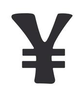 icône silhouette du symbole yen et yuan avec deux lignes vecteur