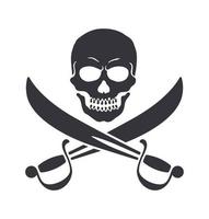 icône silhouette jolly roger avec sabres croisés vecteur