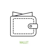 portefeuille avec icône de contour d'argent comptant vecteur