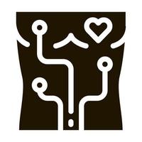 icône de point d'exclamation de maladie cardiaque illustration vectorielle de glyphe vecteur