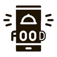 livraison de nourriture téléphone alarme icône vecteur glyphe illustration