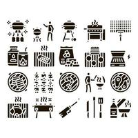 bbq barbecue cuisson glyphe set vector