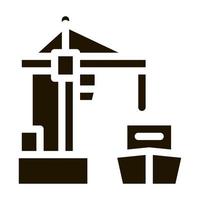 illustration de glyphe vectoriel icône grue portuaire et navire