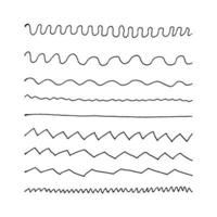 ensemble de lignes dessinées à la main, de séparateurs, de gribouillis abstraits, de formes et de traits. éléments de conception de doodle de vecteur isolés sur fond blanc.